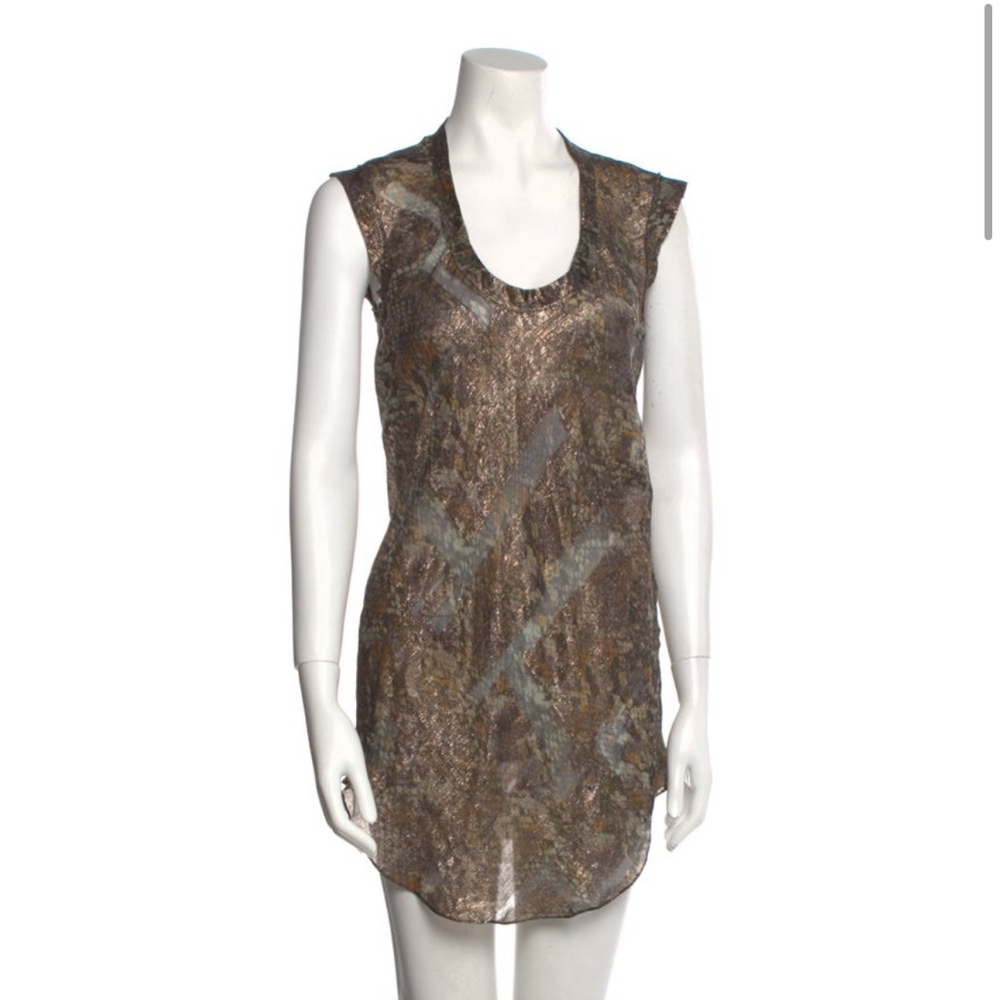 Isabel Marant Brown and Gray Silk Mini Dress